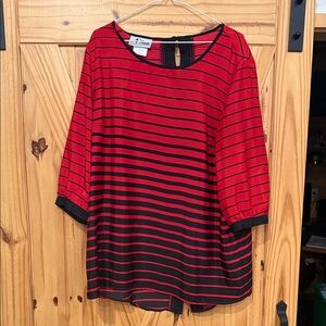 Elegant Striped Blouse in Red and Black